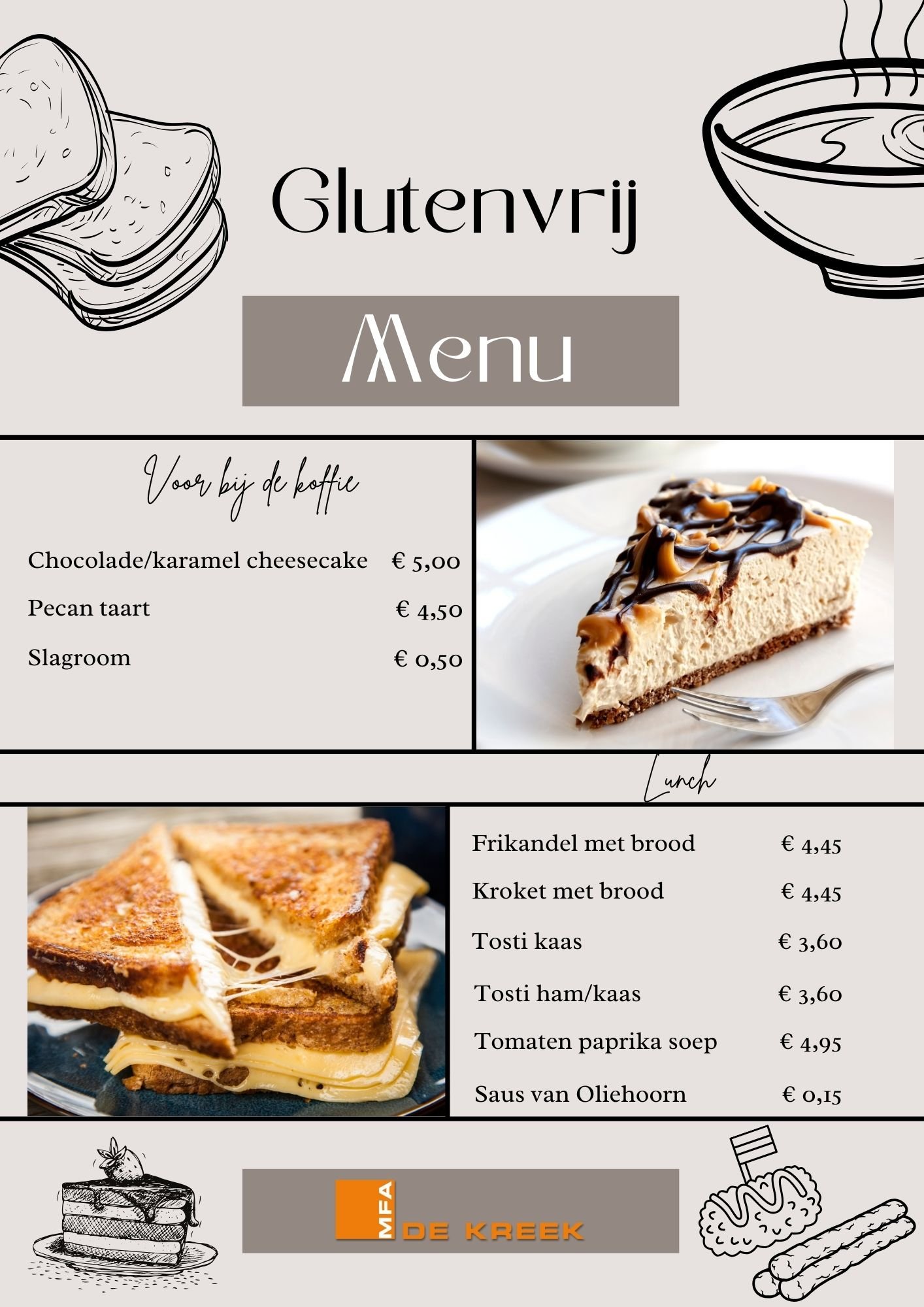 menu horeca